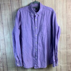Banana Republic Purple Casual Linen/Cotton Button Down Shirt